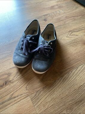 Keds Gray Canvas Lace-Up Sneakers with Chevron Accents